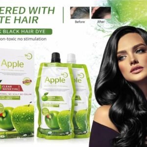 Apple Black Hair Dye Shampoo, 2 x 500ml | Ammonia-Free Hair Color Shampoo for Gray Hair Coverage | Easy 5-10 Minute Application | Natural Black Hair Color for Men & Women
